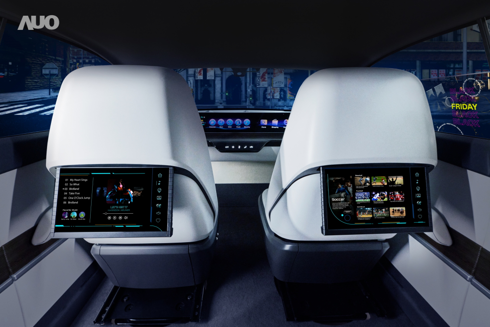 友达新一代Smart Cockpit 2024，以Micro LED先进显示技术优势，创建〝可卷式后座娱乐显示器〞，仅在互动时才显示出所需画面及信息，扩充更丰富的娱乐和交互信息服务，获国际奖项荣耀